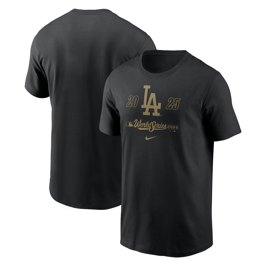 Los Angeles Dodgers Black 2025 World Series World Wide T-Shirt Los Angeles Dodgers Black 2025 World Series World Wide T-Shirt
