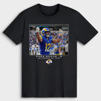 Los Angeles Rams Puka Nacua Black Flash Features Week 4 T-Shirt