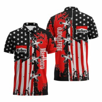 Marlboro Patriotic Grunge Flag Polo Shirt