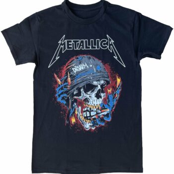 Metallica Skull Helmet Graphic T-Shirt