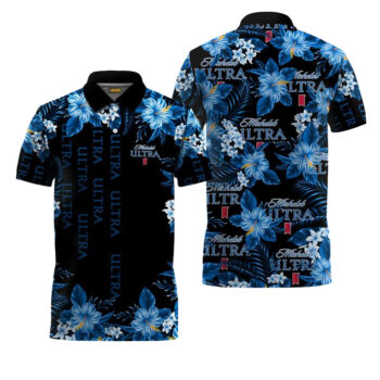 Michelob Ultra Blue Hibiscus Polo Shirt