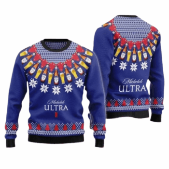 Michelob Ultra Circle Christmas Star Ugly Sweater