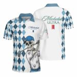 Michelob Ultra Diamond Skull Golf Polo Shirt