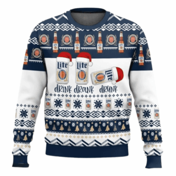 Miller Lite Drink Drank Drunk Ugly Sweater