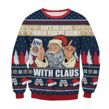 Miller Lite Drink With Claus Ugly Sweater