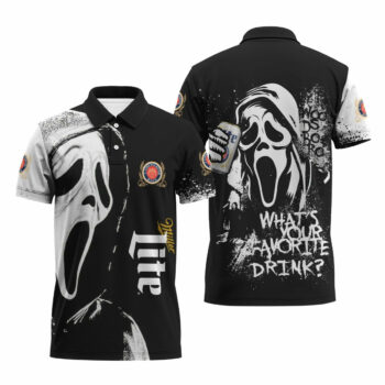 Miller Lite Ghostface Scream Polo Shirt