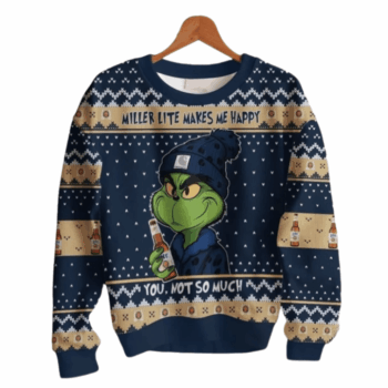 Miller Lite Make Me Happy Ugly Sweater