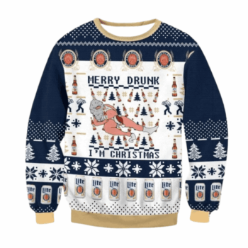Miller Lite Merry Drunk Ugly Sweater