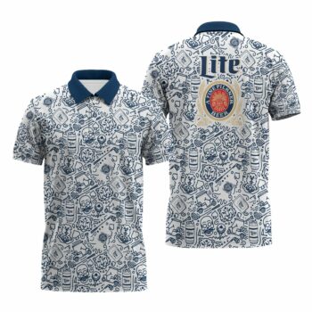 Miller Lite Summer Doodle Art Polo Shirt