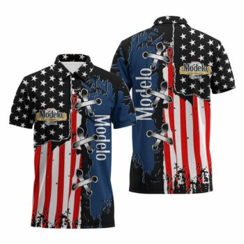 Modelo Patriotic Grunge Flag Polo Shirt