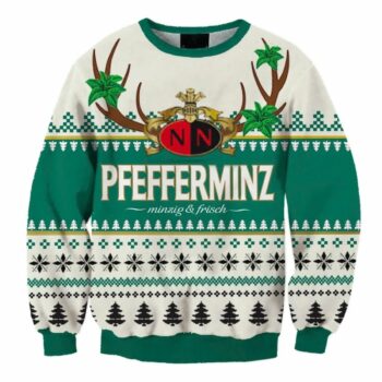 Nordbrand Pfefferminz Christmas Reindeer Ugly Sweater