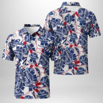 Pabst Blue Ribbon Sticker Polo Shirt Men