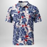 Pabst Blue Ribbon Sticker Polo Shirt Men