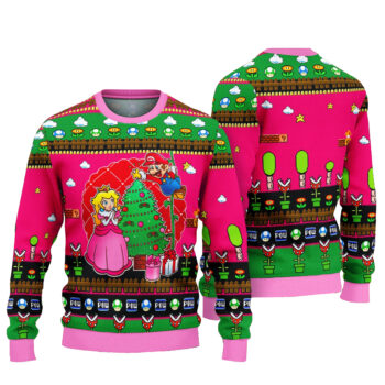 Pink Girl Super Mario Ugly Christmas Sweater