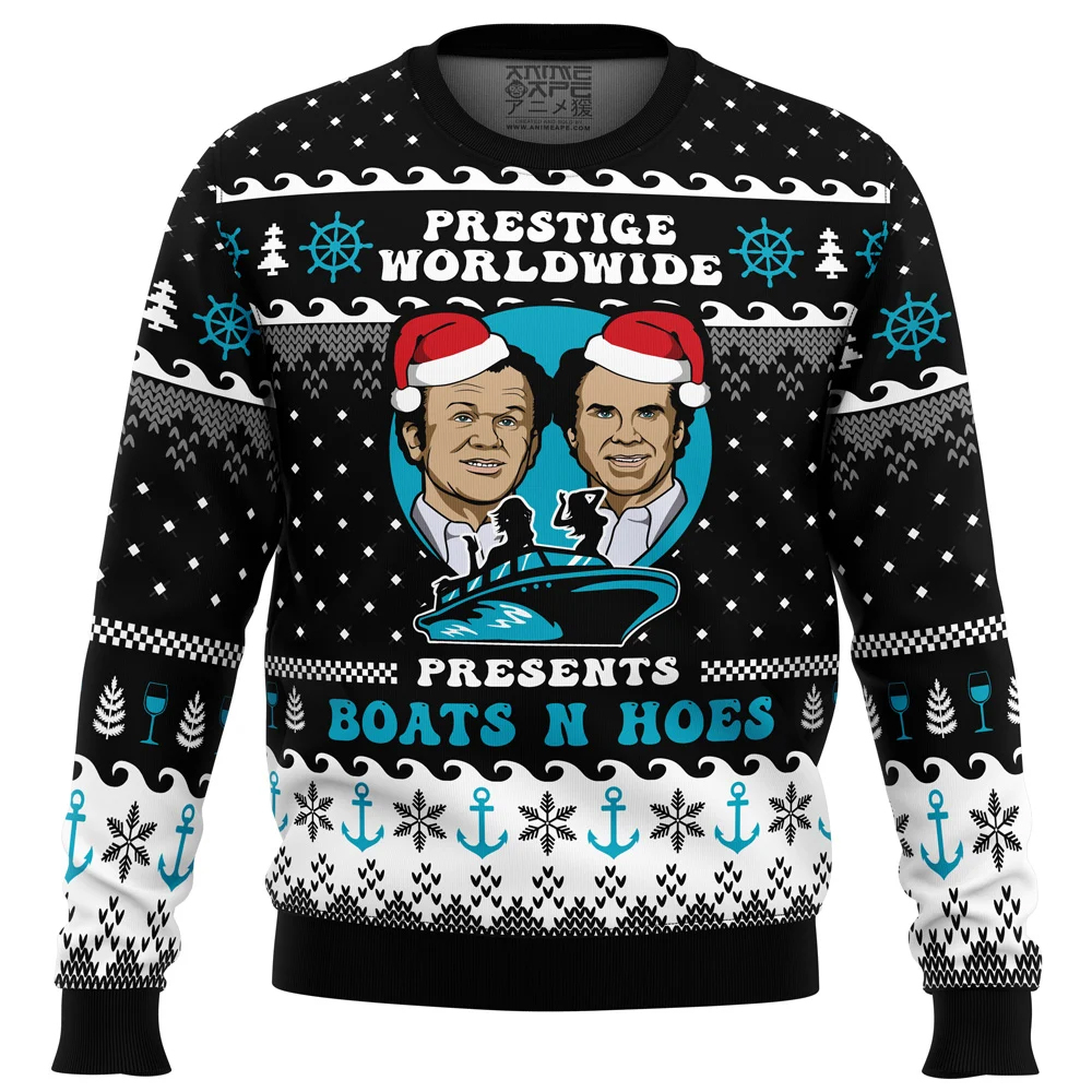 Prestige Worldwide Boat n Hoes Step Brothers Ugly Christmas Sweater Prestige Worldwide Boat n Hoes Step Brothers Ugly Christmas Sweater