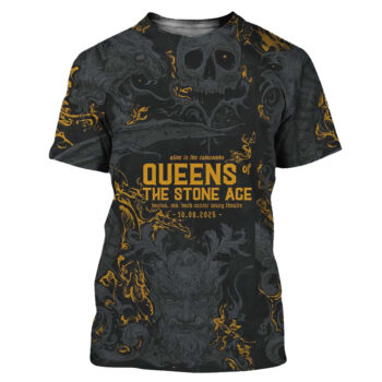 Queens Of The Stone Age Boston Massachusetts 2025 Venue Poster At Boch Center Wang Theatre On October 8 2025 Alive In The Catacombs T-Shirt