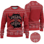 2025 Red Chicago Bears Logo Ugly Christmas Sweater