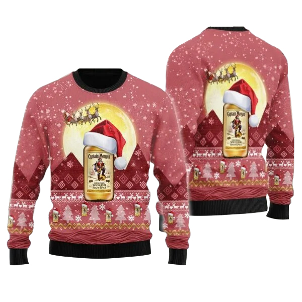 Santa Claus Sleigh Captain Morgan Ugly Sweater Santa Claus Sleigh Captain Morgan Ugly Sweater