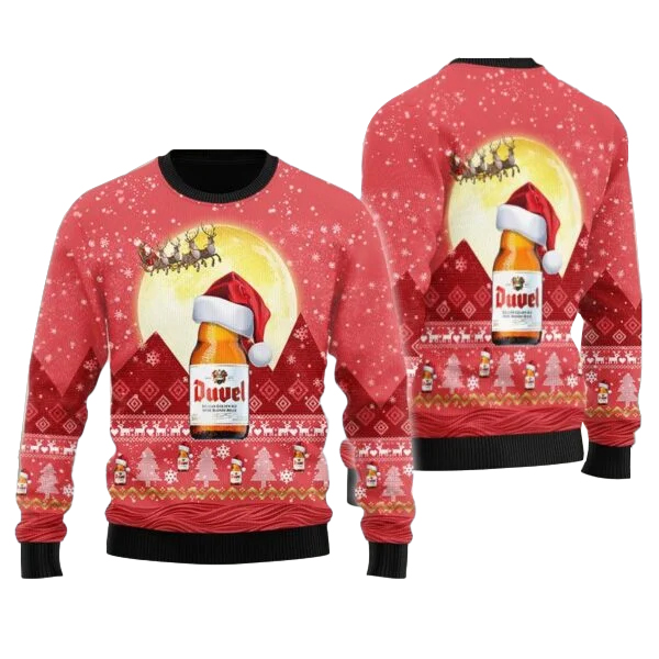 Santa Claus Sleigh Duvel Beer Ugly Sweater Santa Claus Sleigh Duvel Beer Ugly Sweater