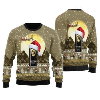 Santa Claus Sleigh Guinness Ugly Sweater