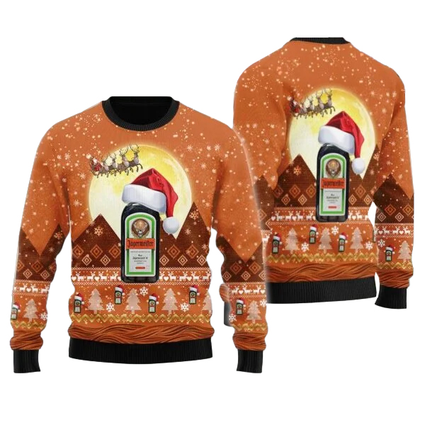 Santa Claus Sleigh Jagermeister Ugly Sweater Santa Claus Sleigh Jagermeister Ugly Sweater
