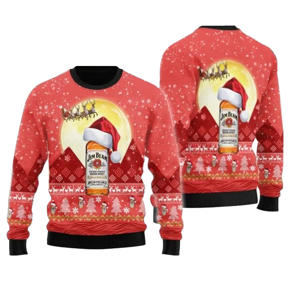 Santa Claus Sleigh Jim Beam Ugly Sweater Santa Claus Sleigh Jim Beam Ugly Sweater