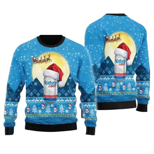 Santa Claus Sleigh Natural Light Ugly Sweater Santa Claus Sleigh Natural Light Ugly Sweater