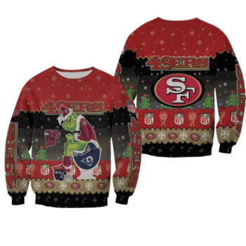 Santa Grinch San Francisco 49Ers Sitting On Rams Cardinals Seahawks Toilet Christmas Ugly Sweater