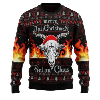 Satanic Claus Merry Anti Christmas Hail Satanic Ugly Christmas Sweater