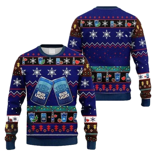 Snowflakes Bud Light Christmas Ugly Sweater Snowflakes Bud Light Christmas Ugly Sweater