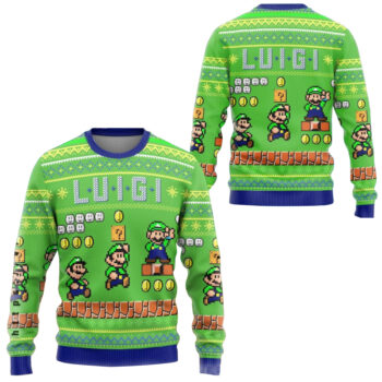 Super Mario Luigi Christmas Ugly Sweater