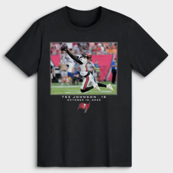 Tampa Bay Buccaneers Tez Johnson Black Football League Flash Features Week 6 T-Shirt