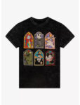 The Nightmare Before Christmas Stained Glass Character Frames Mineral Wash T-Shirt