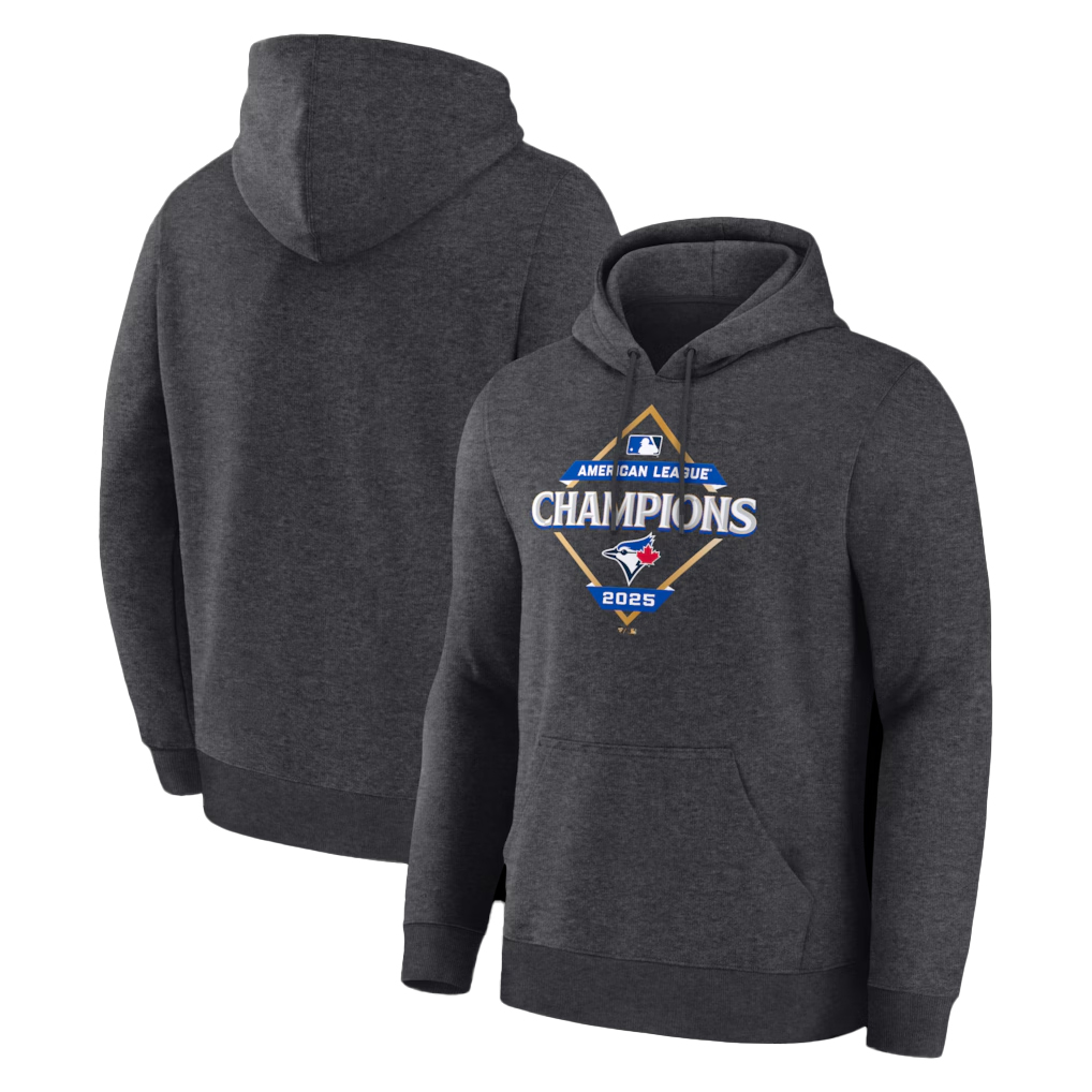 Toronto Blue Jays Heather Charcoal 2025 American League Champions Locker Room Hoodie Toronto Blue Jays Heather Charcoal 2025 American League Champions Locker Room Hoodie