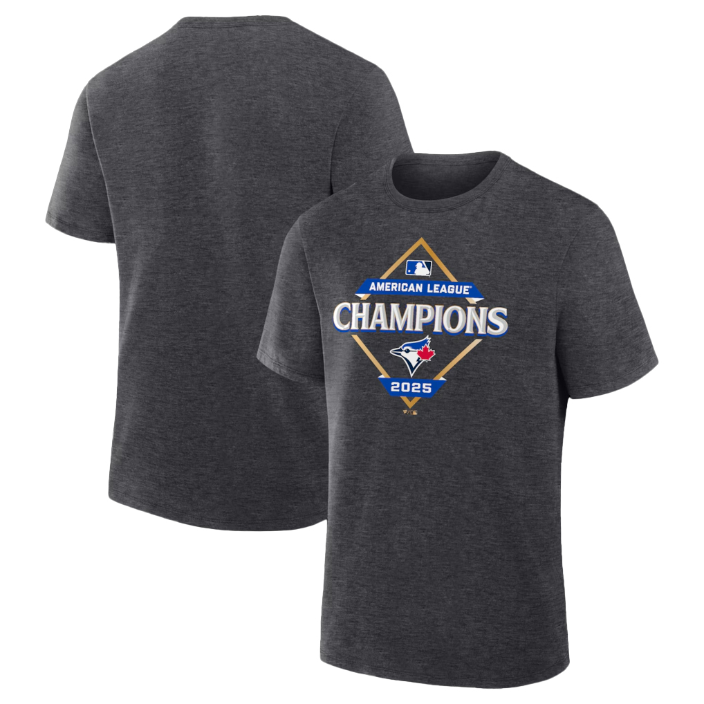 Toronto Blue Jays Heather Charcoal 2025 American League Champions Locker Room T-Shirt Toronto Blue Jays Heather Charcoal 2025 American League Champions Locker Room T-Shirt