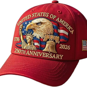 United States 250th Anniversary Hat Bald Eagle Heat Transfer Printing Patriotic Adjustable Retro Patriotic-Red
