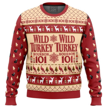 Wild Turkey Bourbon Ugly Christmas Sweater Fun Holiday Gift for Whiskey