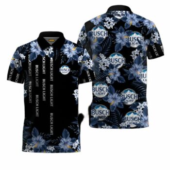 Busch Light Blue Hibiscus Polo Shirt