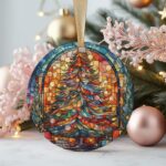 Christmas 2025 Ornament, Christmas Decoration, Holiday Gift Idea, Heirloom Keepsake, Round Ceramic, Gift Exchange, Gift Idea, Xmas Tree