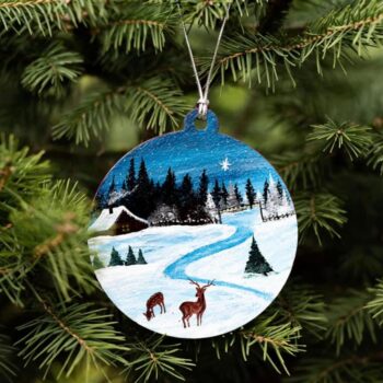 Reindeer Wood Slice Ornament: Rustic Christmas Décor
