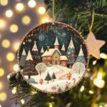 Winter Village Christmas Ornament: Rustic Tree Decoration