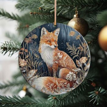 Scandinavian Fox Christmas Ornament, Woodland Animal Ornament, Rustic Winter Decor, Nordic Folk Art Ornament, Holiday Gift for Nature Lover