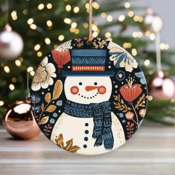 Scandinavian Snowman Christmas Ornament, Nordic Folk Art Ornament, Cozy Winter Tree Decoration, Rustic Holiday Ornament Gift for Home