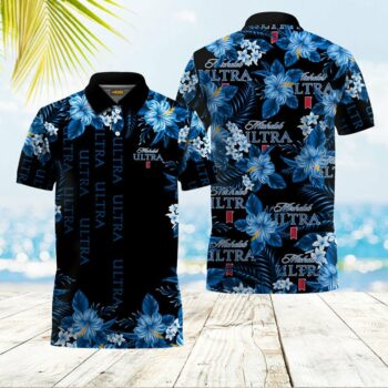 Michelob Ultra Blue Hibiscus Polo Shirt