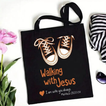 Walking with Jesus – Matthew 28:20 Christian Canvas Tote Bag