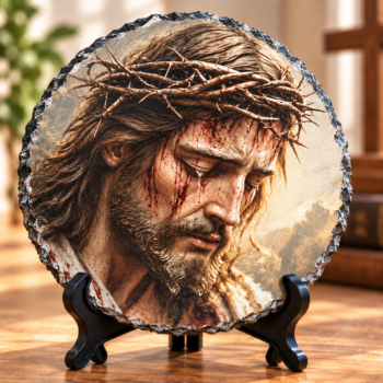 Jesus Crown of Thorns Christian Memorial Stone Plaque