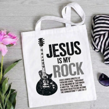 Jesus Is My Rock Christian Tote Bag – Luke 20:17