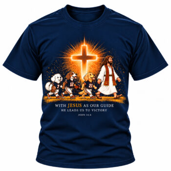 Jesus Victory Navy & Orange Football Christian Shirt