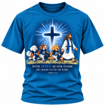 Jesus Victory Honolulu Blue & Silver Football Christian Shirt