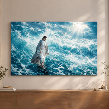 Jesus Walking on Water Christian Canvas Wall Art